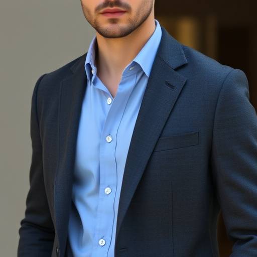 Man wearing a tailored charcoal grey wool blazer over a light blue dress shirt.