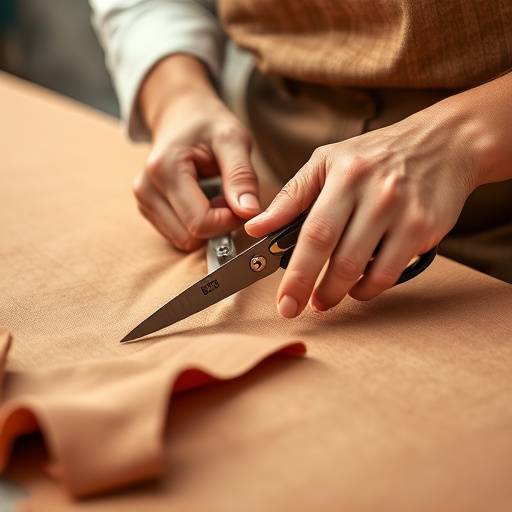 Tailor precisely cutting fabric with shears